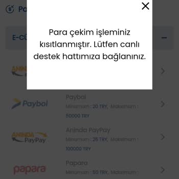 Tümbet Çekim Talebim Engellendi