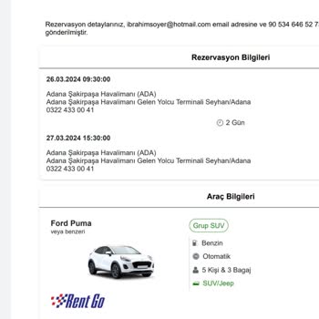 Rent Go Sorunu Çözemedim Yetkili Yok