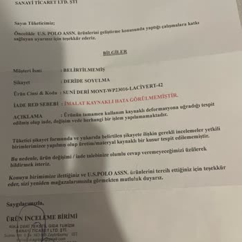 Us Polo Assn Suni Deri Mont Parçalanıyor