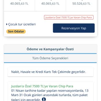 Tam Ödenmeyen İade Tatil Sepeti