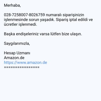 Amazon Siparişlerim İptal Ediliyor