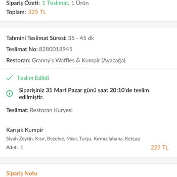 Granny's Waffles Yanlış Ürün Yollayıp Para İadesi Yapmadılar