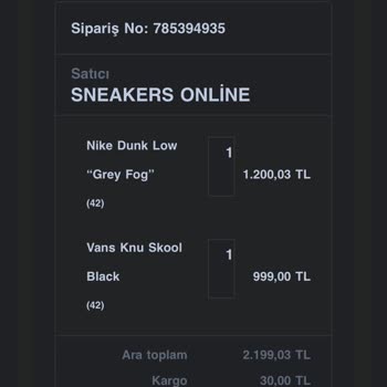 Sneakersonline.tr Siparişimin İptal Olmasını Paramın İade Olmasını İstiyorum