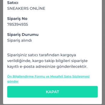 Sneakersonline.tr Siparişimin İptal Olmasını Paramın İade Olmasını İstiyorum