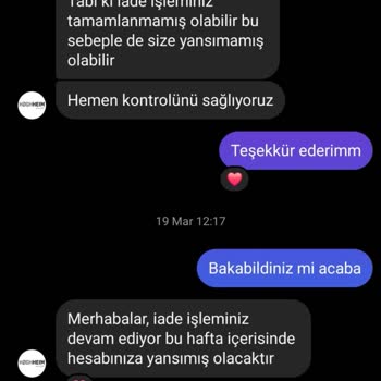 Hoghheim İade Alınan Ürünün Ücretini İade Edilmedi