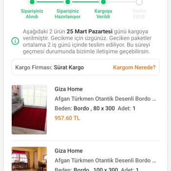 Sürat Kargo'da Kargom Hala Ulaşmadı