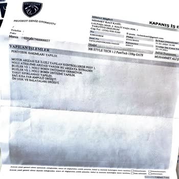 Peugeot 308 Style Tech 1.2 Model Araç Motor Şikayeti
