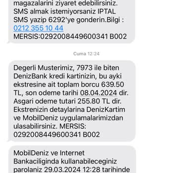 Denizbank Aidat Ücreti Borcu