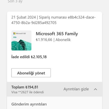 Microsoft İade Para Yatmadı