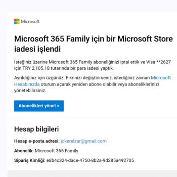 Microsoft İade Para Yatmadı