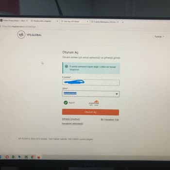 VFS Global E-posta Adresiniz Kayıtlı Değil Hatası