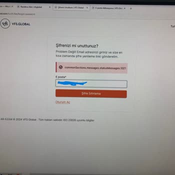 VFS Global E-posta Adresiniz Kayıtlı Değil Hatası