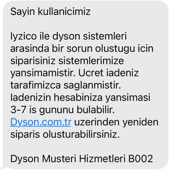 Dyson Sipariş İptali Zamlı Ürün Satışı