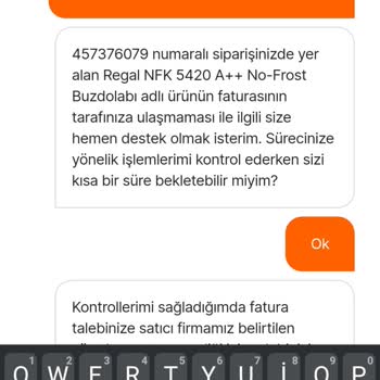 Regal Buzdolabı Faturasını Vermediler.