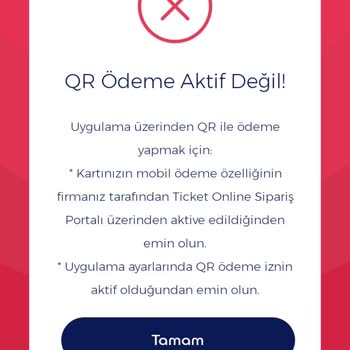 Ticket Restaurant Ederned QR İle Ödeme Hatası
