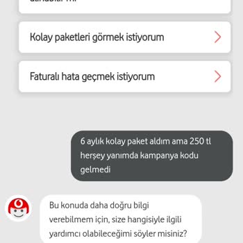 Vodafone 250 Liralık Kupon Yüklenmemesi