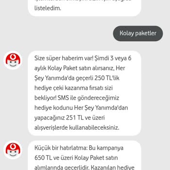 Vodafone 250 Liralık Kupon Yüklenmemesi