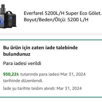 Amazon.com'dan Alınan Ürünün İade Ücretinin 3 Ay Sonra Yatırılması