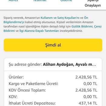 Amazon.com'dan Alınan Ürünün İade Ücretinin 3 Ay Sonra Yatırılması