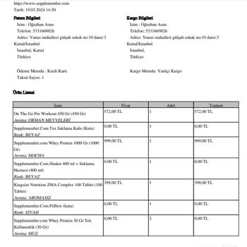 Supplementler Eksik Ürün Hakkında