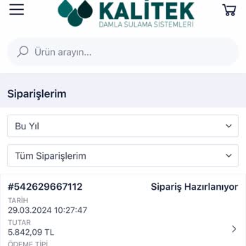 Kalitek Damla Sulama Sistemleri Sipariş Verilen Ürünün Gönderilmemesi