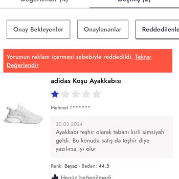 Boyner Spor Ayakkabı Sorunu