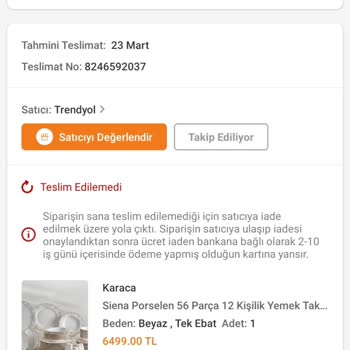Trendyol Kargoya Bilgilerimi Yanlış Vermiş Rızam Dışında İade Oluyor.
