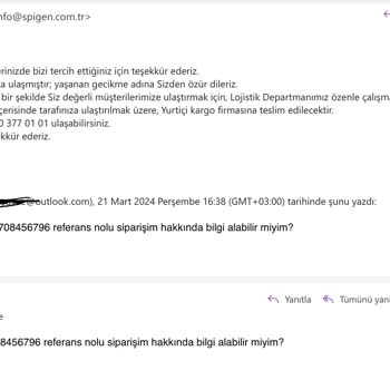 Spigen Türkiye 1 Ay Süren Sipariş Aksaklığı