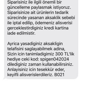 Spigen Türkiye 1 Ay Süren Sipariş Aksaklığı