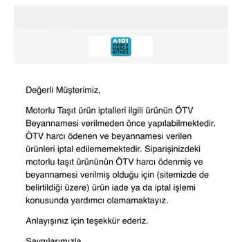 A101 Volta EV1 Siparişi Hk.