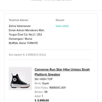 Converse İnternetten Ayakkabı İadesinde Yaşanan Sorunlar Ve Çözüm Önerileri