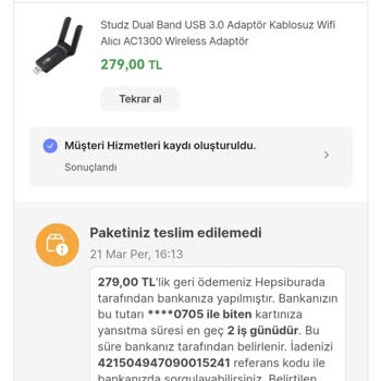 Hepsiburada Satıcılı Ürünlerin Kargo Kaynaklı Tarafıma İletilememesi