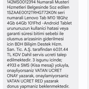 BDH Bilişim Destek Hizmetleri Lenovo Tablet Batarya Arızası
