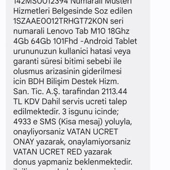 BDH Bilişim Destek Hizmetleri Lenovo Tablet Batarya Arızası