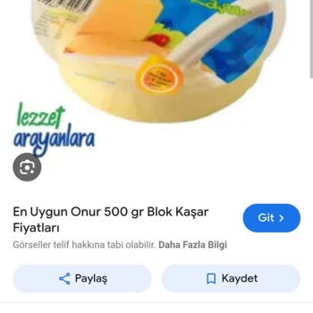 Onur Süt Kaşar Peyniri Sünmüyor