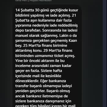 Amazon'a İade Edilen Ürünümün Yapılmayan İadesi