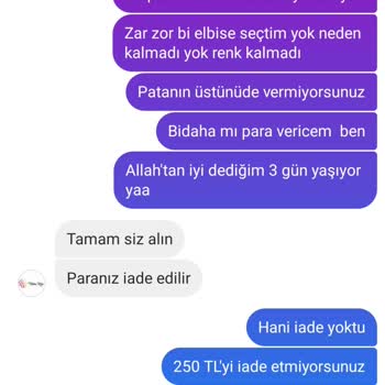 Fatma Kılıç Butik Değişim Olan Ürüne Tekrar Para İstiyorlar