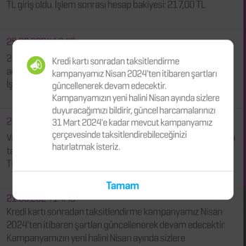 Enpara 1 Nisan Öncesi İşlem Taksitlendirememe