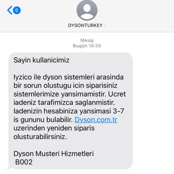 Dyson Airwrap Ürünüm Ödemesi Çekildiği Halde Ürün İptali