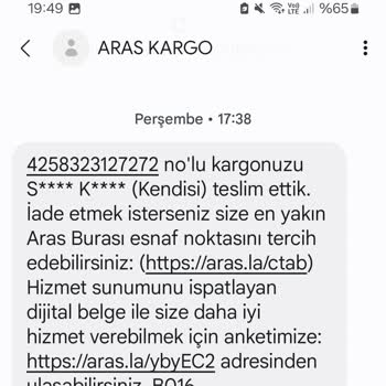 Aras Kargo Hayali Dağıtım Yaparak Paket Ulaştı Mesajı Yolluyor.