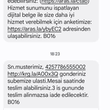 Aras Kargo Hayali Dağıtım Yaparak Paket Ulaştı Mesajı Yolluyor.
