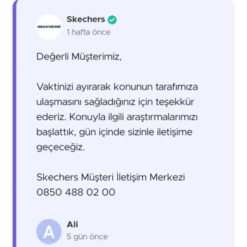 Skechers Markası Şikayet Varda Yaptığım Şikayete Cevap Vermiyor