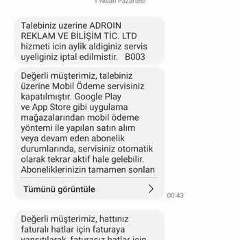 Vizyon Elektronik Para Vizyon Ve Elektronik A. S. Bilgim Dışında 189 TL Ödeme Aldı