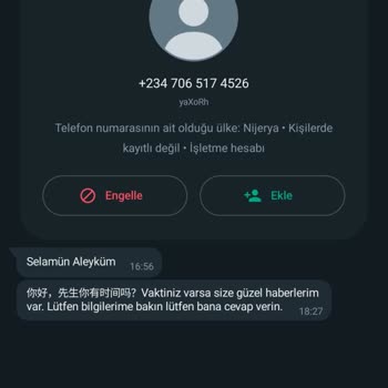 WhatsApp Şikayetçiyim... Yabancı...