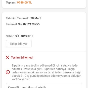 Trendyol Teslim Edilmeyen Ve Bilgimiz Dahilinde Olmadan İade Edilen Ürünüm