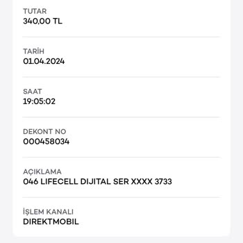 Lifecell340 TL Para Kesintisi