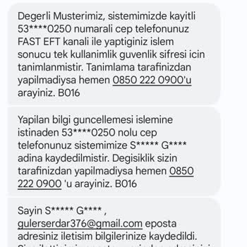 QNB Finansbank Başka Kişi Adına Bana Mesaj Geliyor
