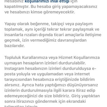 Instagram Hesabım Kapatıldı