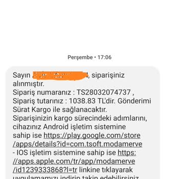 Modamerve Ürün Siparişimi Göndermiyor