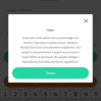 Dolap, Hesabımı Aktif Kılın Lütfen